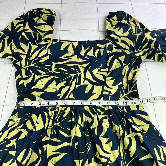 Ba&Sh Dress Womens US 6 Green Yellow Winnie Palm Print Tiered Mini Smocked Boho - Picture 10 of 14